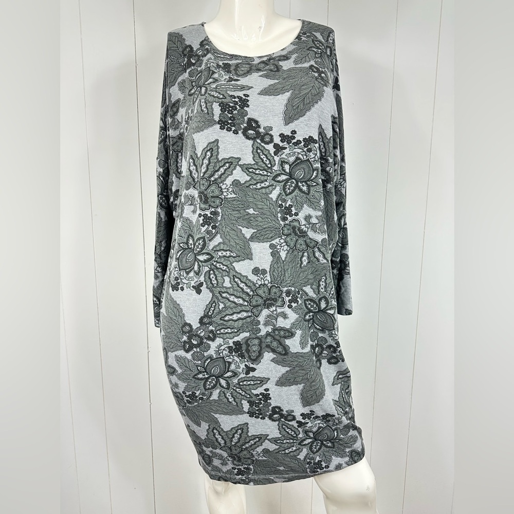Bryn Walker Alanna Tunic Dress Sz XS Floral Terry Knit Stretch Dolman Sleeve